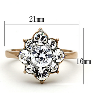 TK1168 - Stainless Steel Ring Two-Tone IP Rose Gold Women AAA Grade CZ Clear