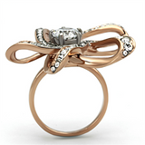TK1170 - Stainless Steel Ring Two-Tone IP Rose Gold Women AAA Grade CZ Clear