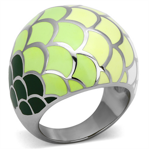 TK1174 - Stainless Steel Ring High polished (no plating) Women Epoxy Multi Color