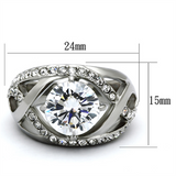 TK1176 - Stainless Steel Ring High polished (no plating) Women AAA Grade CZ Clear