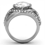 TK1176 - Stainless Steel Ring High polished (no plating) Women AAA Grade CZ Clear