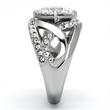 TK1176 - Stainless Steel Ring High polished (no plating) Women AAA Grade CZ Clear