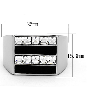 TK1177 - Stainless Steel Ring High polished (no plating) Men Top Grade Crystal Clear