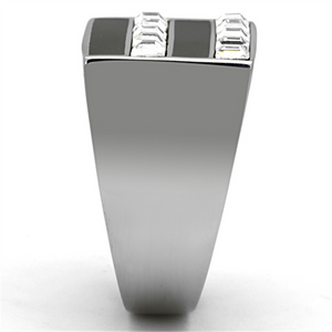 TK1177 - Stainless Steel Ring High polished (no plating) Men Top Grade Crystal Clear