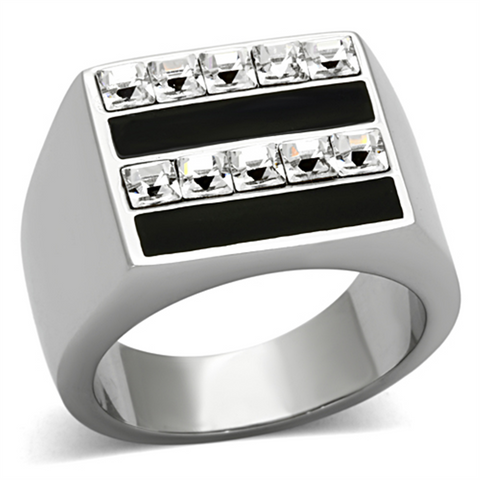 TK1177 - Stainless Steel Ring High polished (no plating) Men Top Grade Crystal Clear