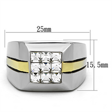 TK1178 - Stainless Steel Ring Two-Tone IP Gold (Ion Plating) Men Top Grade Crystal Clear