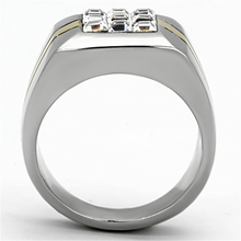 TK1178 - Stainless Steel Ring Two-Tone IP Gold (Ion Plating) Men Top Grade Crystal Clear