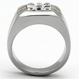 TK1178 - Stainless Steel Ring Two-Tone IP Gold (Ion Plating) Men Top Grade Crystal Clear