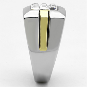 TK1178 - Stainless Steel Ring Two-Tone IP Gold (Ion Plating) Men Top Grade Crystal Clear