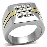 TK1178 - Stainless Steel Ring Two-Tone IP Gold (Ion Plating) Men Top Grade Crystal Clear