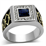 TK1180 - Stainless Steel Ring Two-Tone IP Gold (Ion Plating) Men Top Grade Crystal Montana