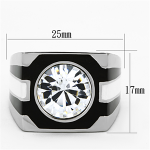 TK1181 - Stainless Steel Ring High polished (no plating) Men Top Grade Crystal Clear
