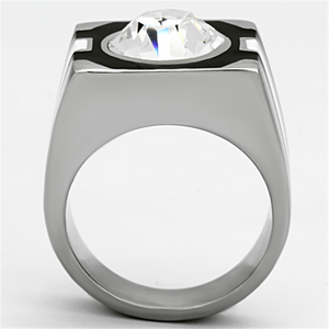 TK1181 - Stainless Steel Ring High polished (no plating) Men Top Grade Crystal Clear