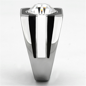 TK1181 - Stainless Steel Ring High polished (no plating) Men Top Grade Crystal Clear
