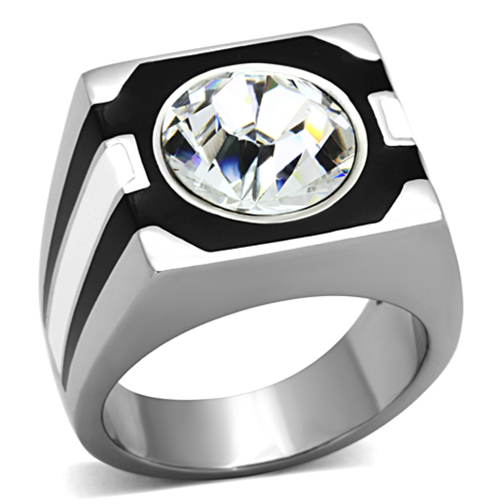 TK1181 - Stainless Steel Ring High polished (no plating) Men Top Grade Crystal Clear