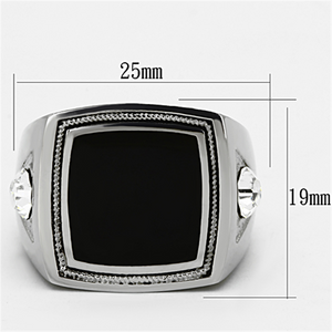 TK1182 - Stainless Steel Ring High polished (no plating) Men Top Grade Crystal Clear