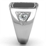 TK1182 - Stainless Steel Ring High polished (no plating) Men Top Grade Crystal Clear