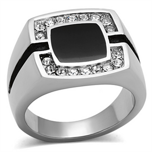 TK1183 - Stainless Steel Ring High polished (no plating) Men Top Grade Crystal Clear