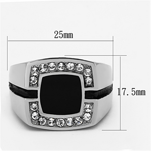 TK1183 - Stainless Steel Ring High polished (no plating) Men Top Grade Crystal Clear