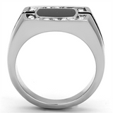 TK1183 - Stainless Steel Ring High polished (no plating) Men Top Grade Crystal Clear