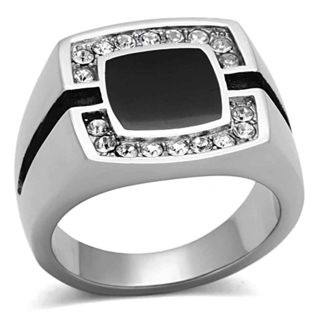 TK1183 - Stainless Steel Ring High polished (no plating) Men Top Grade Crystal Clear