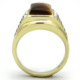 TK1187 - Stainless Steel Ring IP Gold(Ion Plating) Men Synthetic Topaz