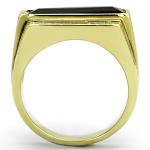 TK1188 - Stainless Steel Ring IP Gold(Ion Plating) Men Synthetic Jet