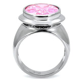 TK118 - Stainless Steel Ring High polished (no plating) Women AAA Grade CZ Rose