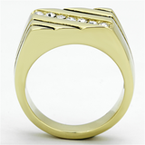 TK1190 - Stainless Steel Ring IP Gold(Ion Plating) Men Top Grade Crystal Clear