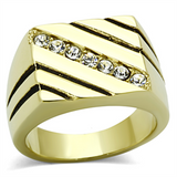 TK1190 - Stainless Steel Ring IP Gold(Ion Plating) Men Top Grade Crystal Clear