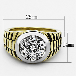 TK1191 - Stainless Steel Ring Two-Tone IP Gold (Ion Plating) Men Top Grade Crystal Clear