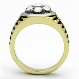 TK1191 - Stainless Steel Ring Two-Tone IP Gold (Ion Plating) Men Top Grade Crystal Clear