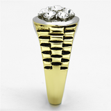TK1191 - Stainless Steel Ring Two-Tone IP Gold (Ion Plating) Men Top Grade Crystal Clear