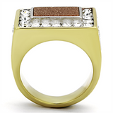 TK1194 - Stainless Steel Ring Two-Tone IP Gold (Ion Plating) Men Synthetic Topaz