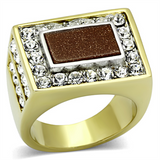 TK1194 - Stainless Steel Ring Two-Tone IP Gold (Ion Plating) Men Synthetic Topaz