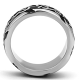 TK1197 - Stainless Steel Ring High polished (no plating) Men Epoxy Jet