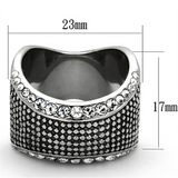TK1198 - Stainless Steel Ring High polished (no plating) Men Top Grade Crystal Clear