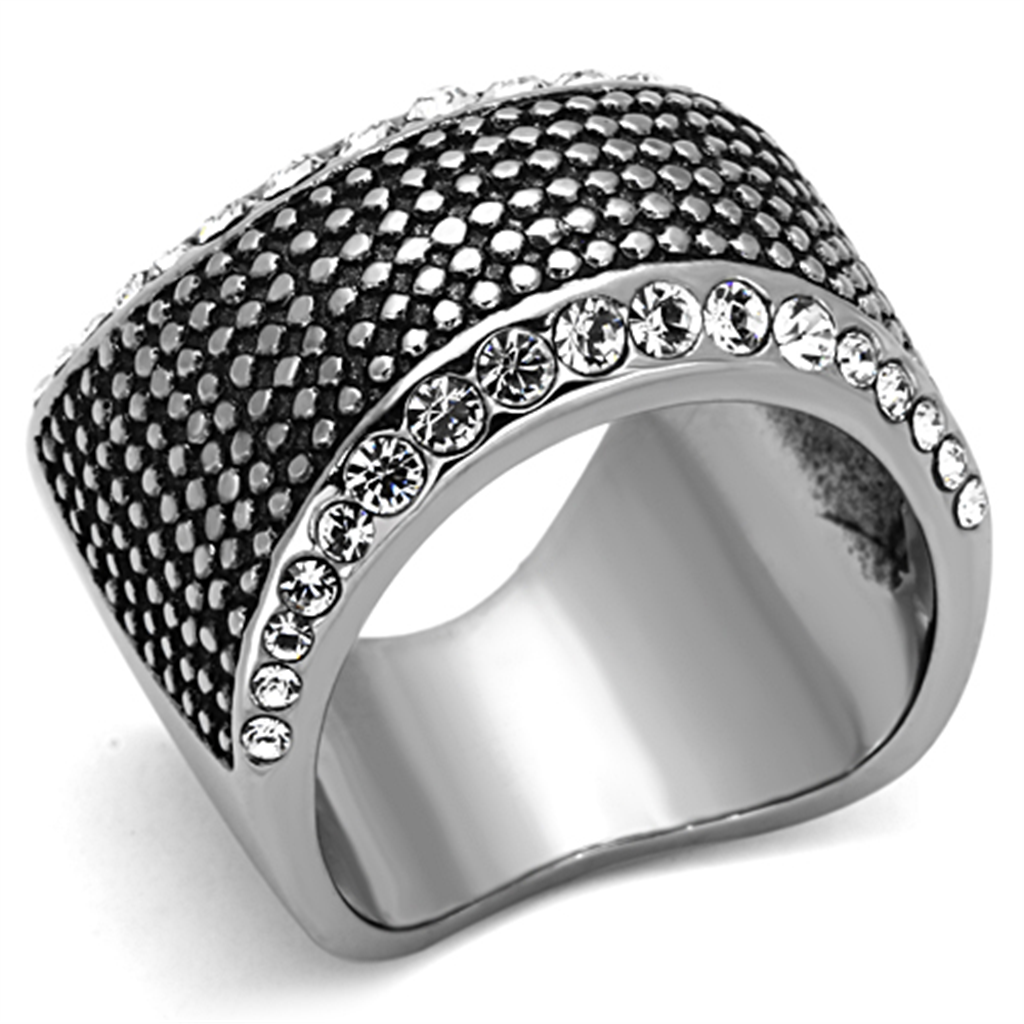 TK1198 - Stainless Steel Ring High polished (no plating) Men Top Grade Crystal Clear
