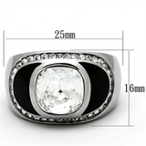 TK1199 - Stainless Steel Ring High polished (no plating) Men Top Grade Crystal Clear