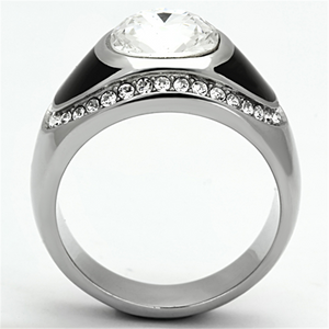 TK1199 - Stainless Steel Ring High polished (no plating) Men Top Grade Crystal Clear