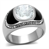 TK1199 - Stainless Steel Ring High polished (no plating) Men Top Grade Crystal Clear