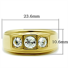 TK119G - Stainless Steel Ring IP Gold(Ion Plating) Men Top Grade Crystal Clear