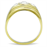 TK119G - Stainless Steel Ring IP Gold(Ion Plating) Men Top Grade Crystal Clear