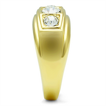 TK119G - Stainless Steel Ring IP Gold(Ion Plating) Men Top Grade Crystal Clear