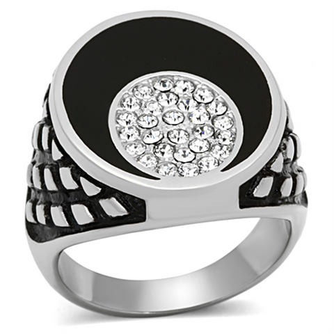 TK1200 - Stainless Steel Ring High polished (no plating) Men Top Grade Crystal Clear