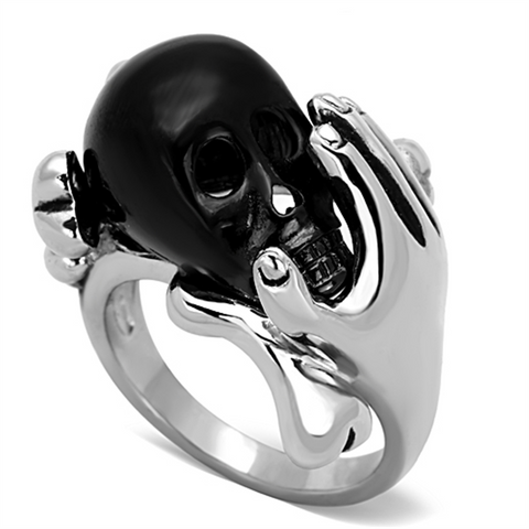 TK1206 - Stainless Steel Ring Two-Tone IP Black Unisex Epoxy Jet