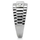 TK120 - Stainless Steel Ring High polished (no plating) Men AAA Grade CZ Clear
