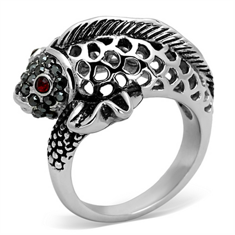 TK1215 - Stainless Steel Ring High polished (no plating) Women Top Grade Crystal Siam