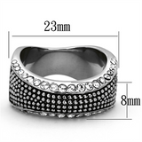 TK1216 - Stainless Steel Ring High polished (no plating) Women Top Grade Crystal Clear