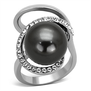 TK1218 - Stainless Steel Ring High polished (no plating) Women Synthetic Gray
